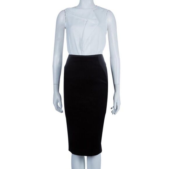 Stella McCartney Black Velvet Paneled Pencil Skirt 46 - Picture 2 of 13